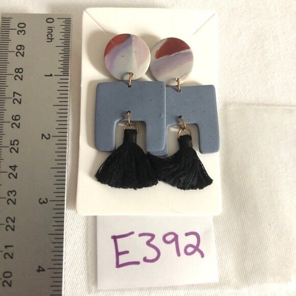 Unique Tassel Dangle Earrings Warm Tones - Picture 4 of 5